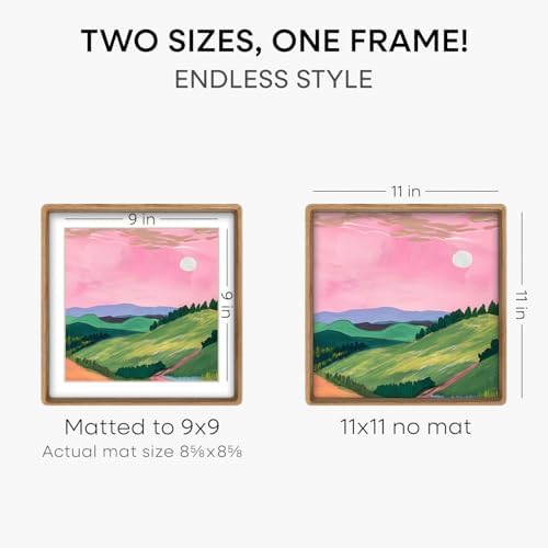 Homeforia 11x11 Mortise&Tenon Natural Oak Picture Frame, 9x9 Mat, Glass - Image 3