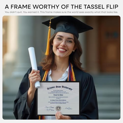 Homeforia 8.5x11 Black Diploma Frame, High-End Metal, Glass - Image 2