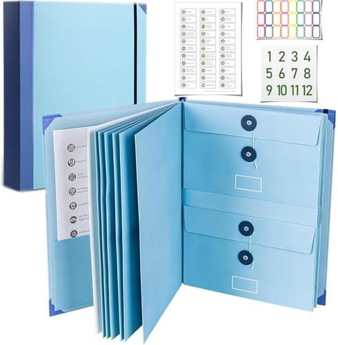 Important Document Organizer Personal Binder Organizer with Labels Accordion File Stylish Binder for Storing Important Papers, in case i die Binder Certificates, Passports, Photos, and Letters(Bule) by ruileeccl