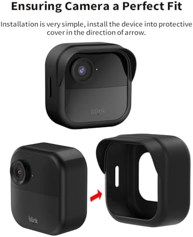 Tonton Silicone Case Cover for All-New Blink Outdoor 4 / 2K+, Weatherproof Silicone Protective Skin with Sun Hood, Full Camera Protection for Blink Outdoor 4 Smart Security Camera, Black (1 Pack) - Image 6