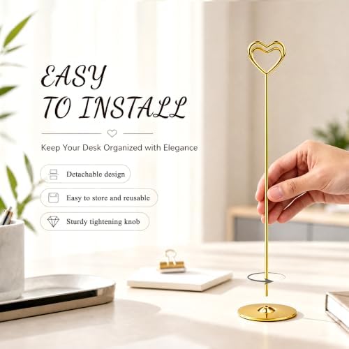 Urban Deco 16PK Gold Table Number Holders 12 Inch Place Card Holders Table Card Holders Steel Card Holders for Photos, Food Signs, Memo Notes, Weddings, Restaurants, Birthdays - Image 4