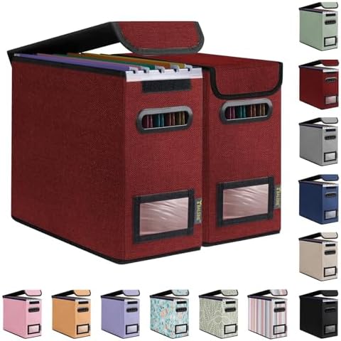 BALEINE File Organizer Box with Lid, Collapsible Hanging File Storage Box by BALEINE