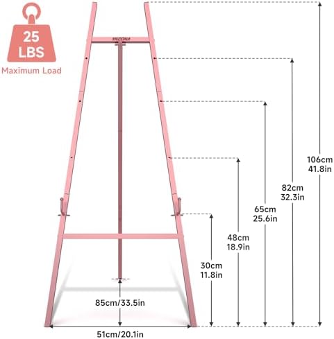 Easel Stand for Wedding Sign, 4-Tier Height Adjustable, Rose Gold - Image 2
