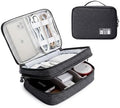 Lanola Travel Cable Organizer Bag, Electronic Accessories Case Portable Double Layer Cable Storage Bag for Cord, Charger, Flash Drive, Phone, SD Card,Personal Items - (Black) by Lanola