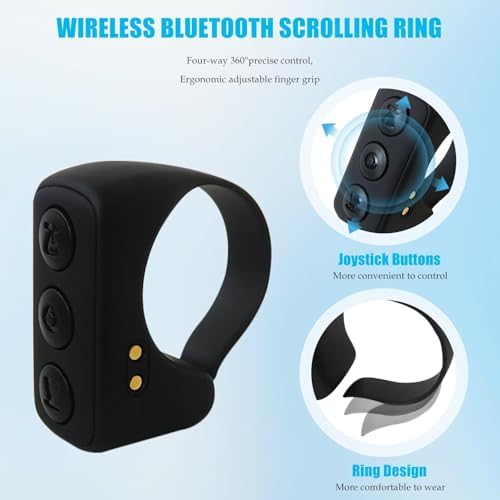 Wireless Scrolling Ring Remote, Bluetooth Camera Control for TIK*Tok for Android and Fit Ideal for iPhone - Black - Image 2