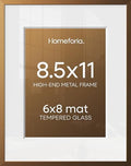 Homeforia 8.5x11 Bronze Picture Frame, High-End Metal, 6x8 Mat, Glass by Homeforia