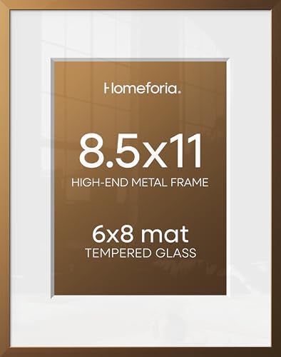 Homeforia 8.5x11 Bronze Picture Frame, High-End Metal, 6x8 Mat, Glass by Homeforia
