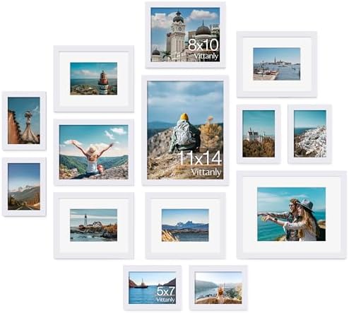 Vittanly 14 Pack Picture Frames Collage Wall Decor, White by Vittanly