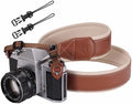Padwa Lifestyle Tan Top Leather Camera Strap - 1.77" Wide Full Grain Cowhide Camera Straps with Soft Skin Friendly Neck & Shoulder Leather Padded Comfort for Extended Photography by Photographers by PadwaLifestyleCameraStrap
