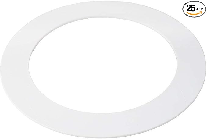 25 Pack Gloss White Goof Trim Ring for 8" Inch Recessed Can Lighting Down Light, Outer Diameter 8.6 Inches, Inner Diameter 6.2 Inches by HARRRRD