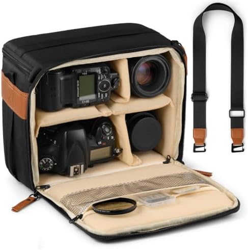 C Coiro Camera Bag for Digital DSLR SLR, Protection, Waterproof Mirrorless Small Camera Bag, Camera Lens Case, Travel Organizer Camera Insert for Backpack, Black Color by CCoiro