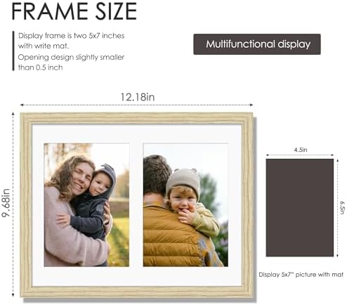 DUENPY 8.5x11 Double Frame For 2 5x7 Photos Wood Color - Image 2
