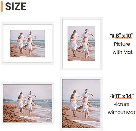 upsimples 11x14 Picture Frame Set of 5, Display Pictures 8x10 with Mat or 11x14 Without Mat, Wall Gallery Photo Frames, White (Pack of 3) - Image 5