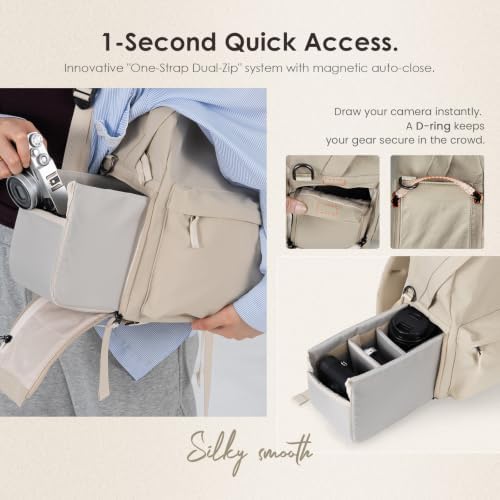 TARION Casual Camera Backpack 15L Urban Photography Bag, Once LT15, Beige - Image 2