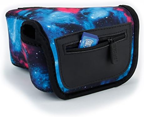 USA Gear Camera Sleeve (Medium) for Compact SLRs Compatible with Canon EOS R100 Nikon Z30 Sony ZV-E10, and more - Padded Neoprene DSLR Case with Zipper Accessory Pocket & Belt Loop (Galaxy) - Image 3