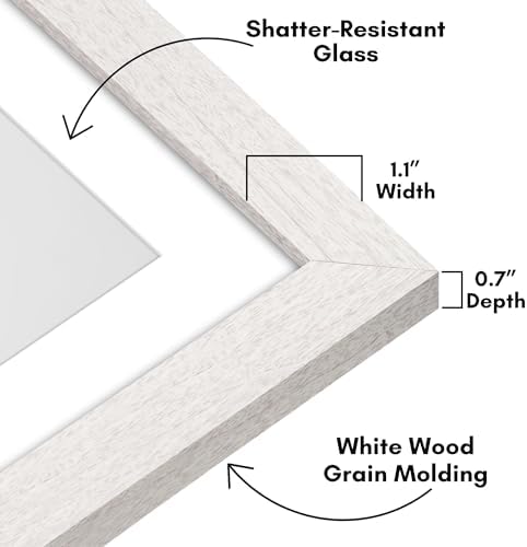 Americanflat 10x10 Picture Frame - Matted to 8x8 - Engineered Wood - White - Image 3
