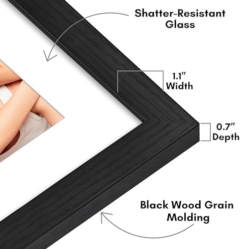 Americanflat 9x9 Picture Frame - Matted to 6x6 - Engineered Wood - Black - Image 3