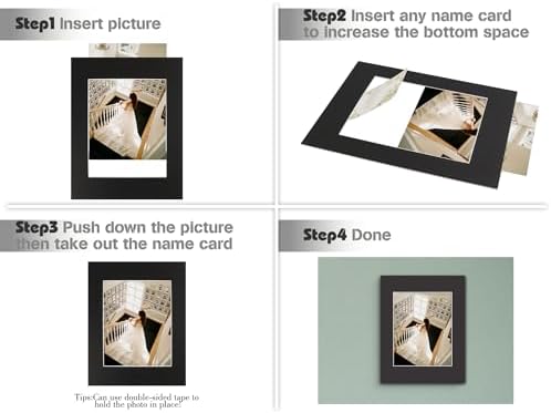 Golden State Art, 10 Pack 11x14 Slip-in Photo Mats Kits for 8x10 Photos, Pre-Pasted Backing Boards, Acid-Free, 8-Ply Thick Cardboard Frames, with Clear Storage Bags (Matte Black) - Image 4