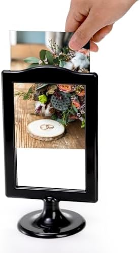 Lawei 10 Pack Double Sided Standing Picture Frames, 4x6 Inch Plastic Pedestal Photo Frame Bulk, Two Sided Vertical Picture Holder with Inserts & Base, Black Display Frame for Wedding Table Number Menu - Image 6