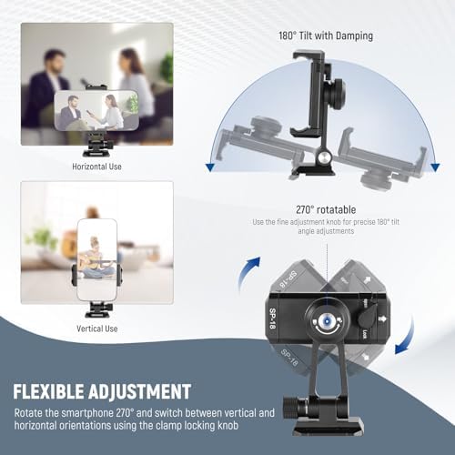 NEEWER Phone Tripod Mount Adapter with Arca Type QR Base, Cold Shoe, SP-18 - Image 4