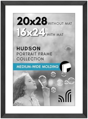 Americanflat 20x28 Poster Frame - Matted to 16x24 - Black by Americanflat