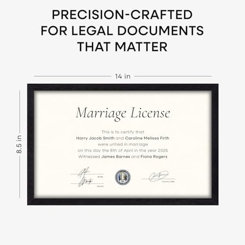 Homeforia 8.5x14 White Oak Marriage License Frame, High-End Wood, Glass - Image 5