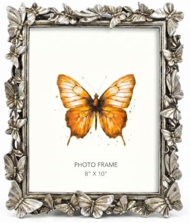 Silver 8X10 Vintage Picture Frames Gold Butterfly Elegant Retro European Design, Antique Photo Frame for Wall Hanging and Tabletop Display, Retro Design Home Decor by Yanoayimo