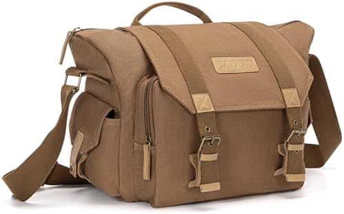 CADeN Camera Bag Case Canvas Compatible for Nikon, Canon, Sony DSLR/SLR Mirrorless Camera with Tripod Holder, Camera Shoulder Messenger Bag for Men/Women (1.0 Brown) by CADeN
