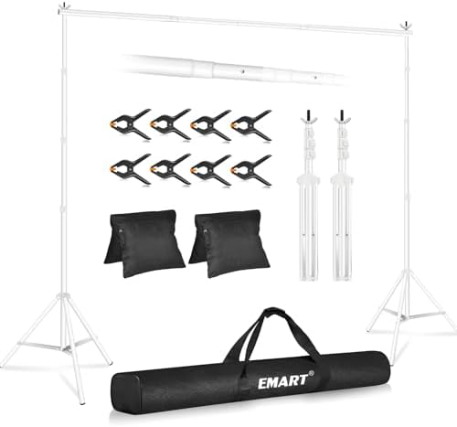 EMART Backdrop Stand 10x10FT Adjustable Back Drop Stand for Party -White by EMART