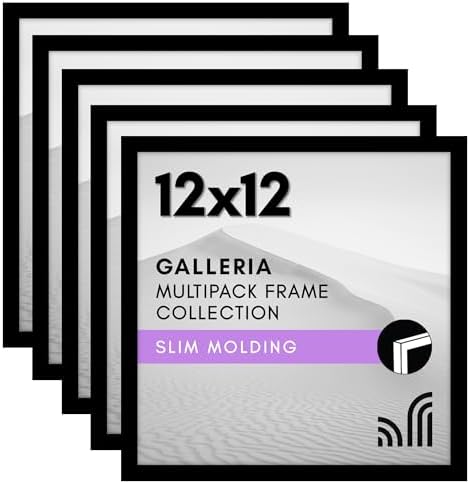 Americanflat 12x12 Picture Frame 5-Pack - Slim Molding - Black by Americanflat