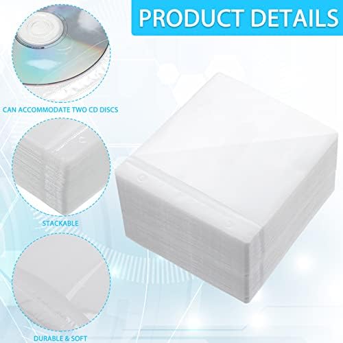 Harloon 100 Pack White Cd DVD Sleeves Envelopes Bulk Double Sided - Image 2