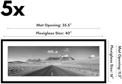 Americanflat 16x40 Poster Frame 5-Pack - Matted to 12x36 - Black - Image 2