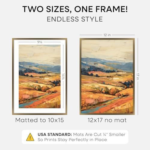 Homeforia 12x17 Bronze Picture Frame, High-End Metal, 10x15 Mat, Glass - Image 2