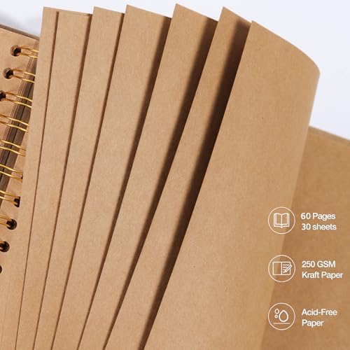 RECUTMS 8 x 8 Inch Small DIY Scrapbook Photo Album 60 Pages Hardcover Brown - Image 5