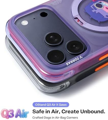 TORRAS X GAWX Q3 Air Limited Edition Case for iPhone 17 Pro 6.3 inch, Stronger Magnetic Stand, Fit for MagSafe, Heavy-Duty Protection for iPhone 17 Pro Phone Case, Camera Control, Neon NightMuse - Image 3