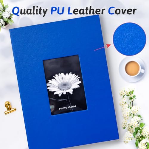 Popotop Photo Album 4x6 300 Photos with Writing Space, Leather Cover Album with Display Picture Window, Photo Book for Wedding Family Baby Gift - Image 2