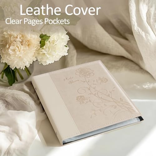 Photo Album 8x10 2 Packs Clear Pages Pockets Leathe Cover Slip Slide in Photo Album Each Holds 50 Vertical 8x10 Photos Picture Book for Wedding Family (Beige) - Image 4