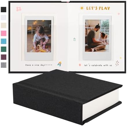 Instax Mini Photo Album with Writing Space, Linen Cover, Black by Unknown