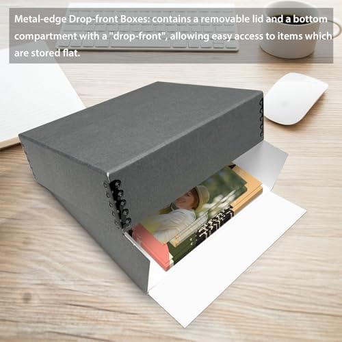 Golden State Art, Drop Front Archival Storage Box, Gray, 8.75x10.75x3 Inch - Image 2