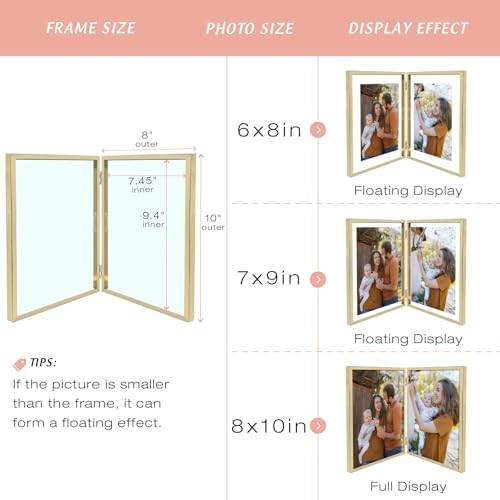 Golden State Art 8x10 Hinged Metal Picture Frame, Light Gold, Tabletop - Image 5