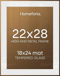 Homeforia 22x28 Bronze Poster Frame, High-End Metal, 18x24 Mat, Glass by Homeforia