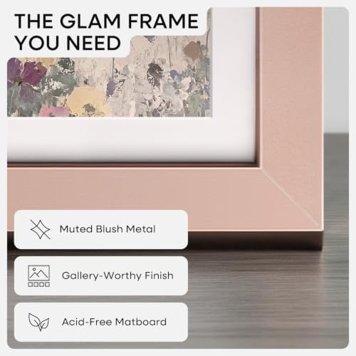 Homeforia 20x20 Rose Picture Frame, High-End Metal, 16x16 Mat, Glass - Image 3