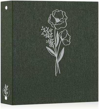 Lanpn 8.5x11 inch Scrapbook Photo Album, Linen Cover Archival Acid Free Top Load 3 Ring Binder Folder Photo Book 8.5 x 11 with 30 Plastic Sleeves 60 Pages (Green) by Lanpn