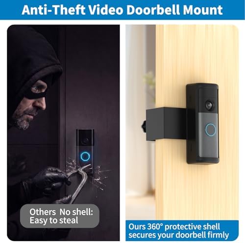 Anti-Theft Ring/Blink Doorbell Mount for 2026 Newest Ring Battery Doorbell/Plus/Pro (2nd Gen), No-Drill Camera Doorbell Kits, Non-Blocking Motion Sensor, Accessories for Apartment & Rental, Black - Image 6