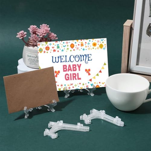 Patelai 48 Pcs Mini Easel Stands 5 Inch Plastic Plate Stand Holder Display Picture Easel for Display Picture Frame Collectibles Desktop Weddings Party Home Decoration (Clear) - Image 6