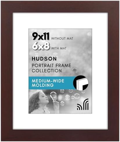 Americanflat 9x11 Picture Frame - Matted to 6x8 - Mahogany by Americanflat