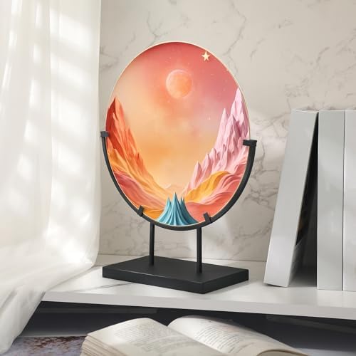 Blulu 4 Pcs 12 Inch Round Metal Display Stands for Stained Glass Art Fused Display Stands Decorative Fused Glass Art Base for Plate Picture Platter Photo(Black) - Image 3