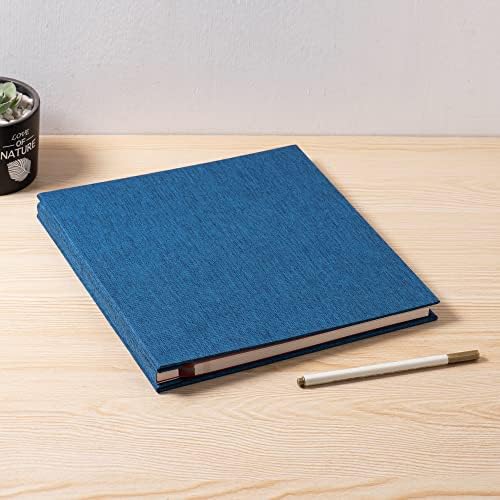 Large Photo Album Self Adhesive for 4x6 5x7 8x10 Pictures Magnetic Scrapbook Album 20 Sheets / 40 Pages Linen Cover DIY Photo Album with A Metallic Pen and and Plastic Board(Blue) - Image 6