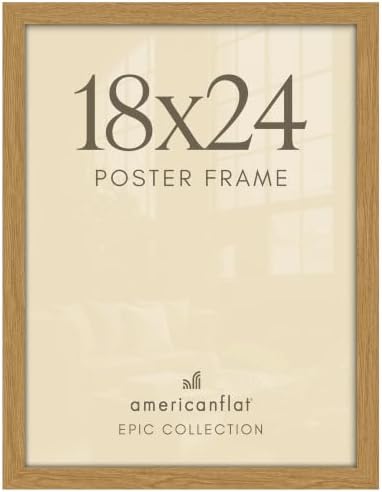 Americanflat 18x24 Poster Frame - Dark Oak Engineered Wood with Polished Plexiglass - Wide Picture Frame for Vertical or Horizontal Wall Display - Epic Collection - Dark Oak by Americanflat