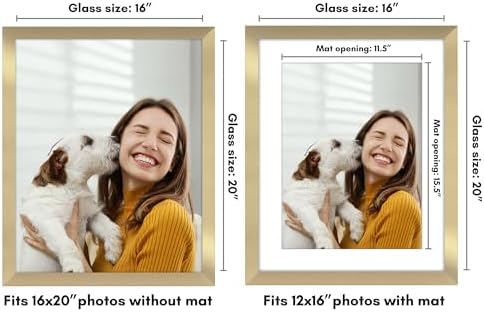Americanflat 16x20 Poster Frame - Matted to 12x16 - Engineered Wood - Gold - Image 2